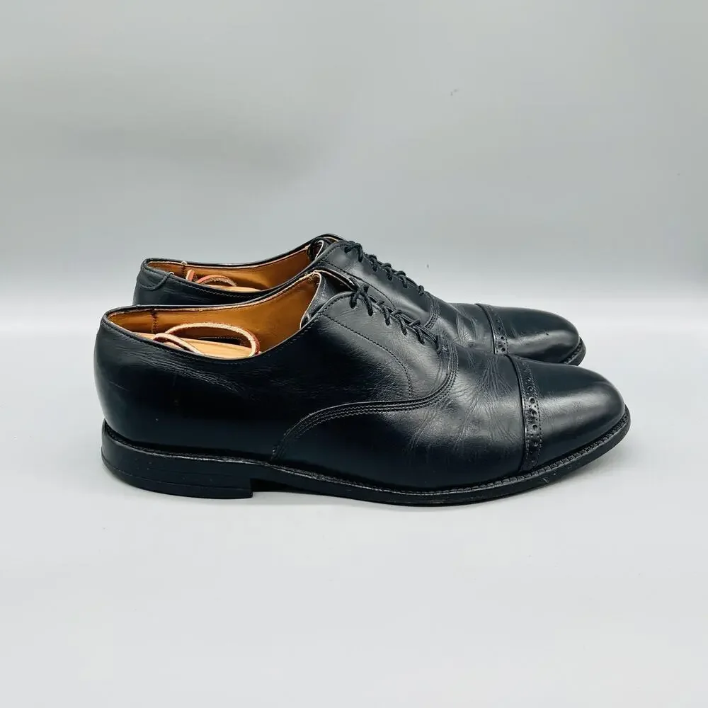 Allen Edmonds Shoes Mens 10.5 Black Leather Byron Cap Toe Oxford Dress Classic